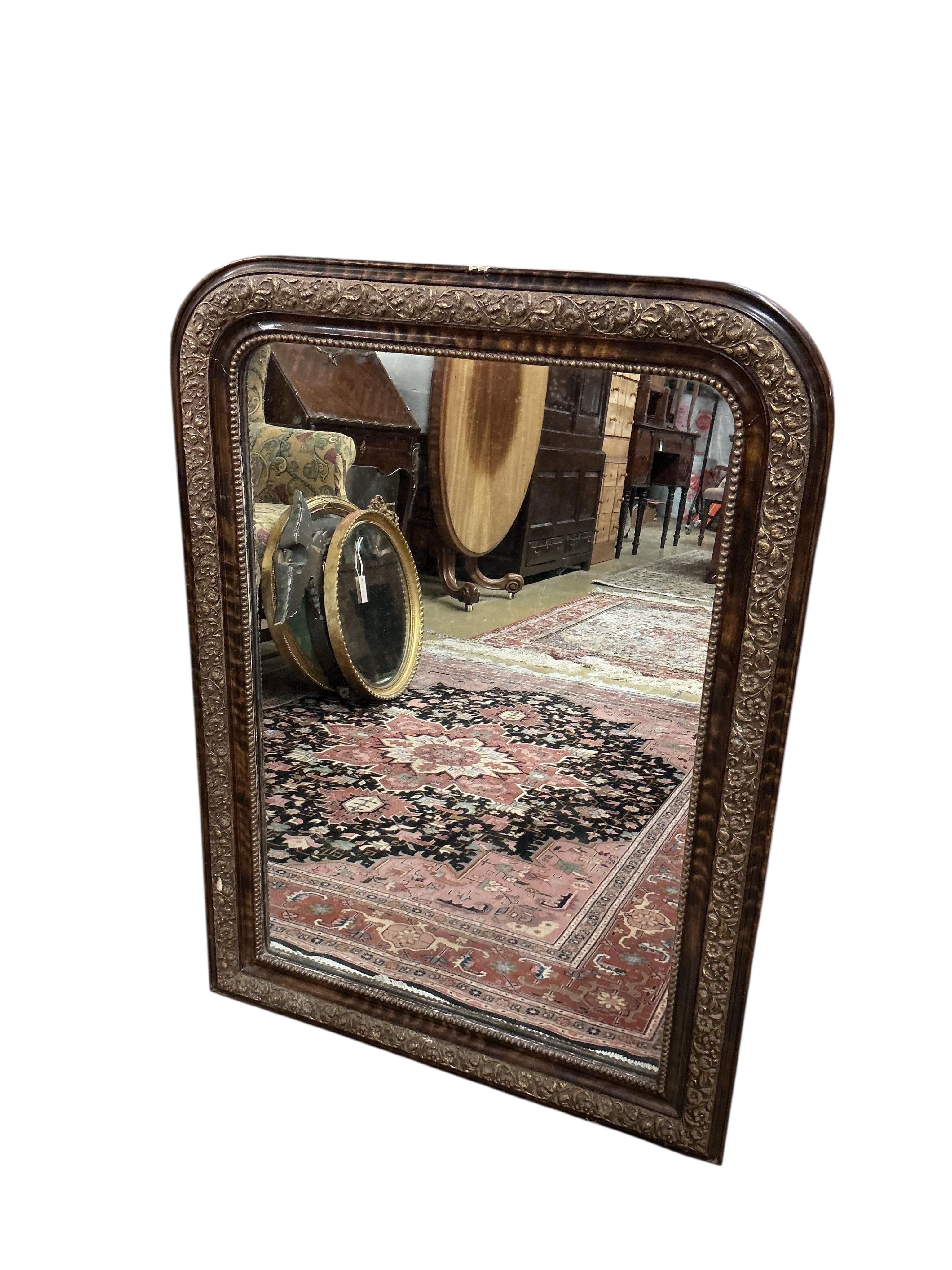 A 19th century French painted faux coromandel wall mirror, width 66cm, height 91cm